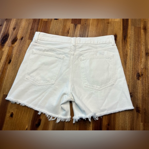 Madewell The Brynn Long Jean Shorts in Pure White raw hem waist 26 New relaxed - Picture 9 of 14